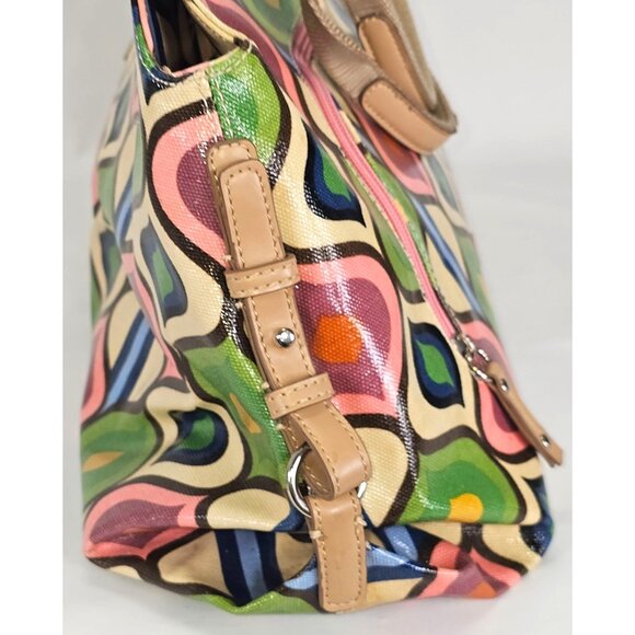 Franco Sarto Women's Multicolor Retro Hippy Vinyl Patterned Tote Large 065 - Picture 13 of 14